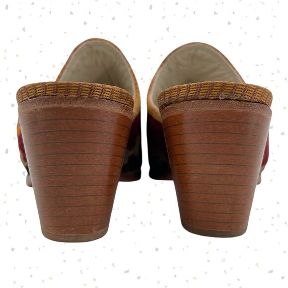 Vintage Kilim Rug Heeled Mules Red Brown Upcycled New England Loom Size EU 40 - Picture 6 of 11